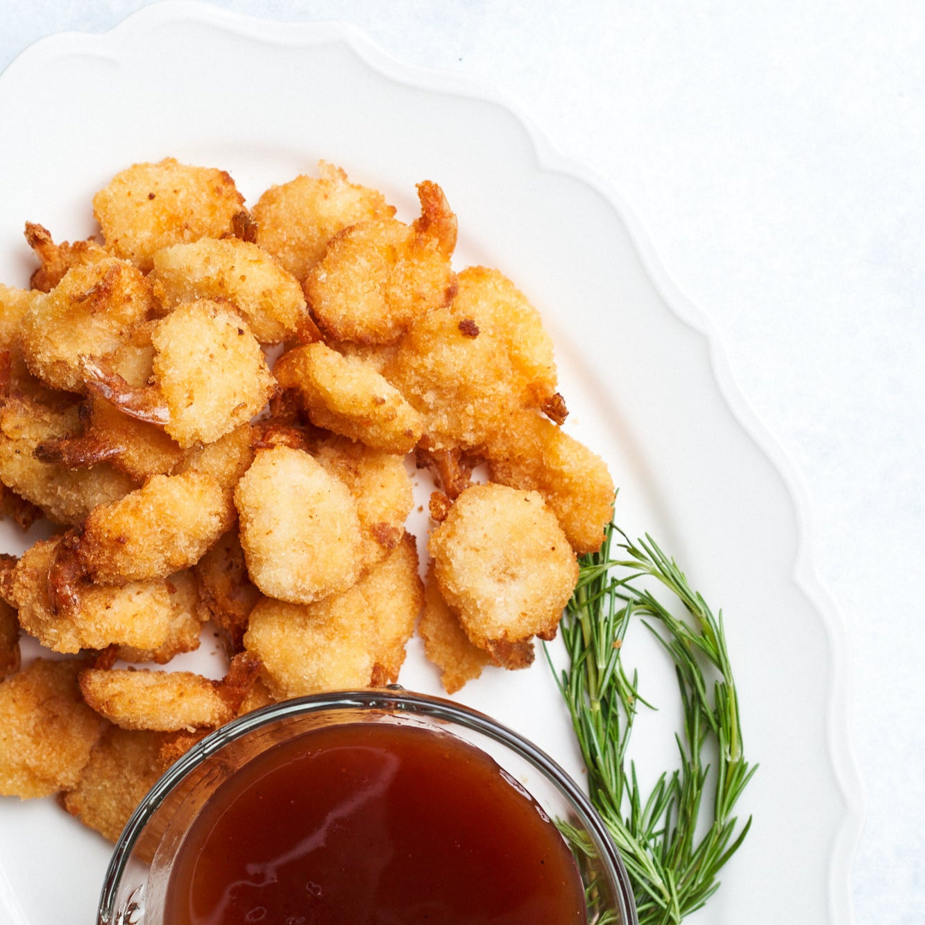 Camarones apanados con Salsa Agridulce